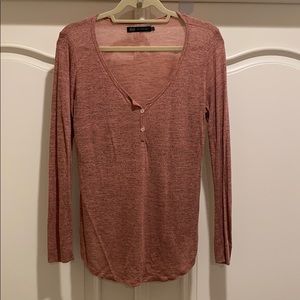 🌟 JET John Eshaya Henley Top - Heather’s Pink